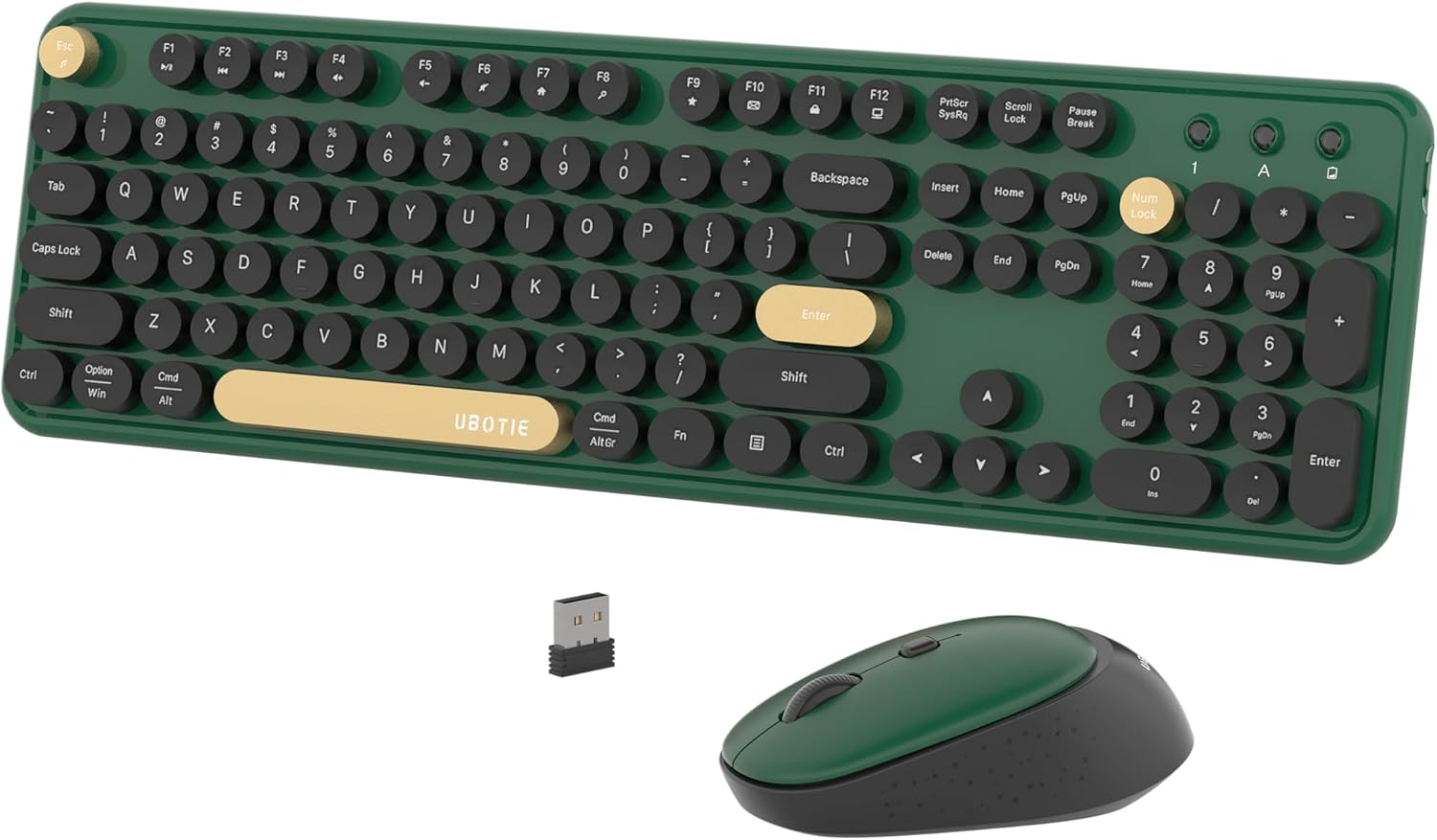 UBOTIE Retro Wireless Keyboard Mouse Combo - Stylish & Colorful