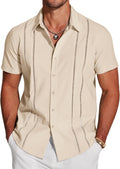 COOFANDY Men's Cuban Guayabera Shirt Short Sleeve - Casual Summer