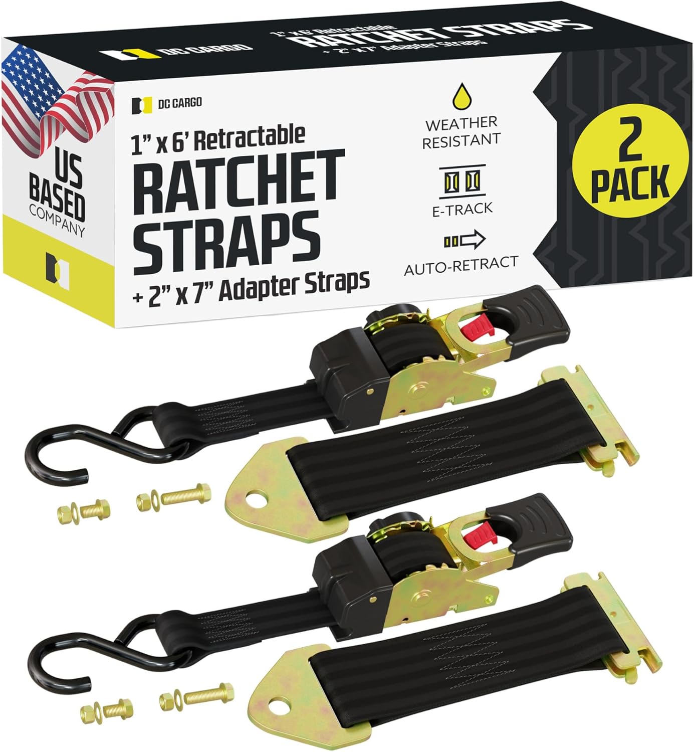 Retractable Ratchet Straps for E-Track and Bolt-On Mounting