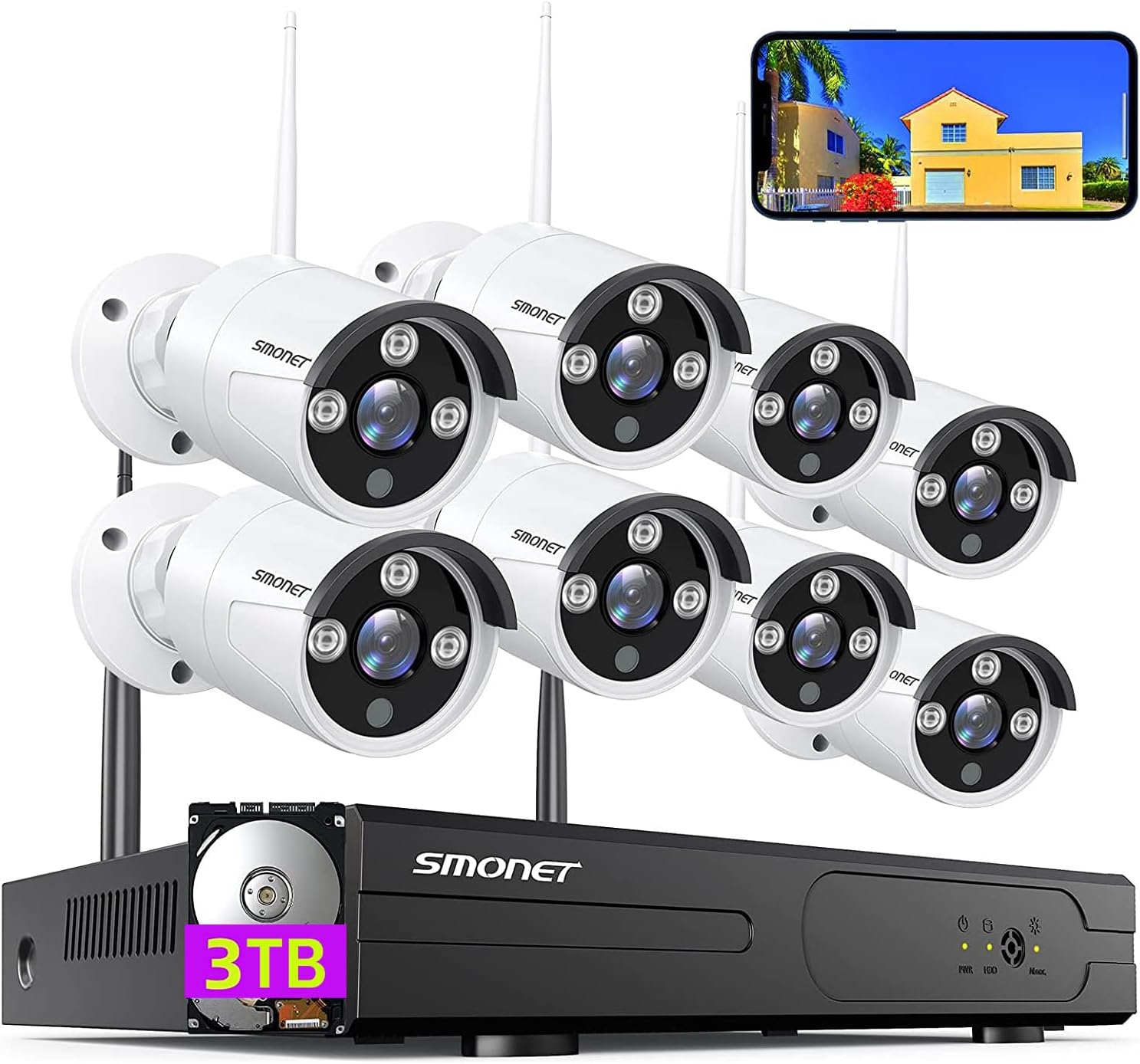 Wireless Security Camera System with 8 Full HD Cameras for Home