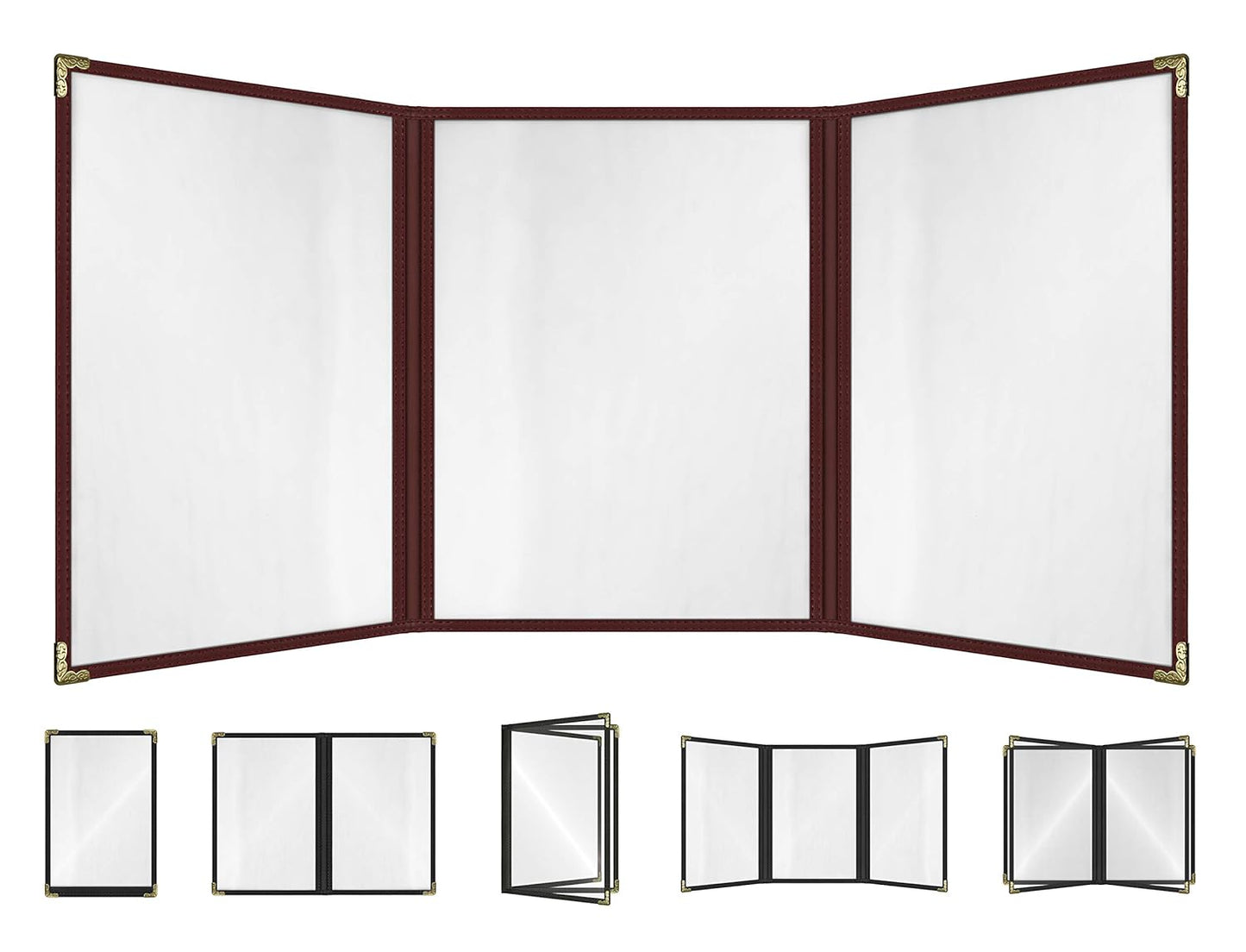 Goodsmart Restaurant Menu Covers 25 Pack Burgundy Trifold Design