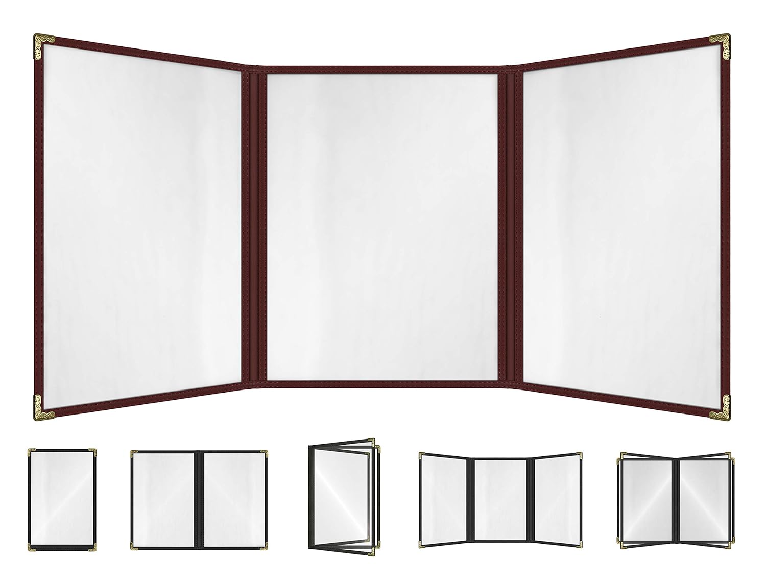 Goodsmart Restaurant Menu Covers 25 Pack Burgundy Trifold Design