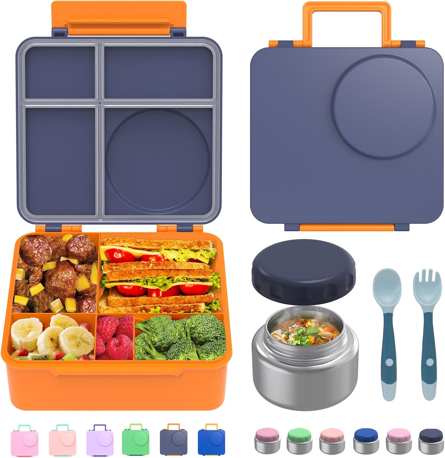 Bento Box for Kids - Leak-Proof Lunch Box with Thermos Insert