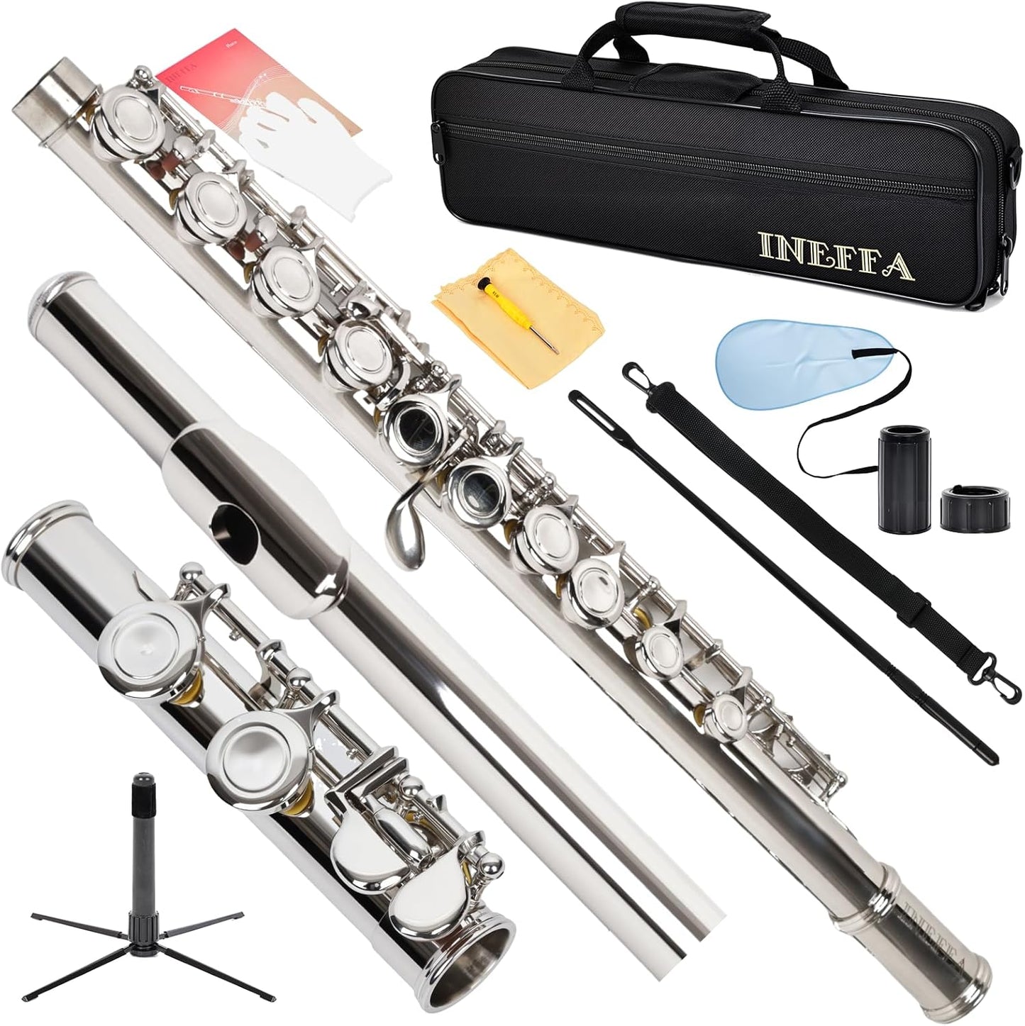 Professional Nickel Plated C Flute for Beginners and All Levels