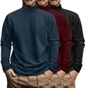 Men's Big and Tall Turtleneck Shirts 3 Pack - Cotton Stretch Long