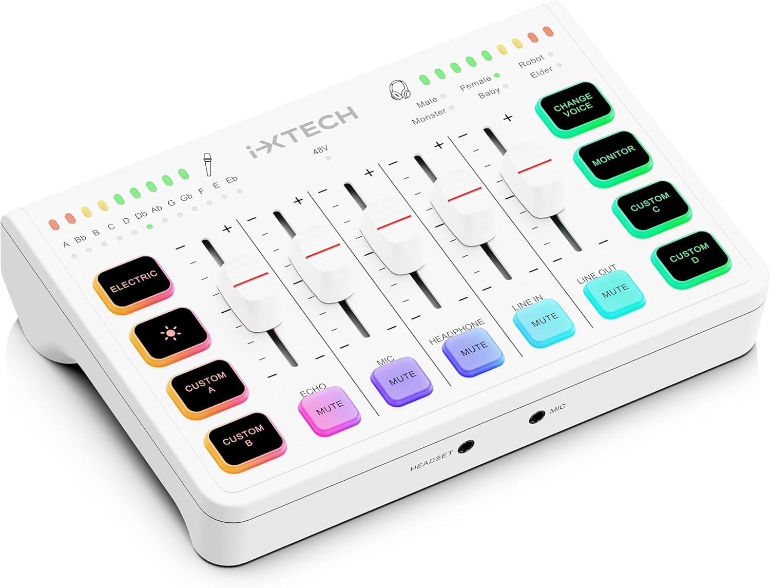 IXTECH 4 Channel Gaming Soundboard - RGB Audio Mixer