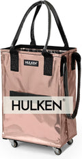 Small Rose Gold Reusable Grocery Bag On Wheels for Easy Transport
