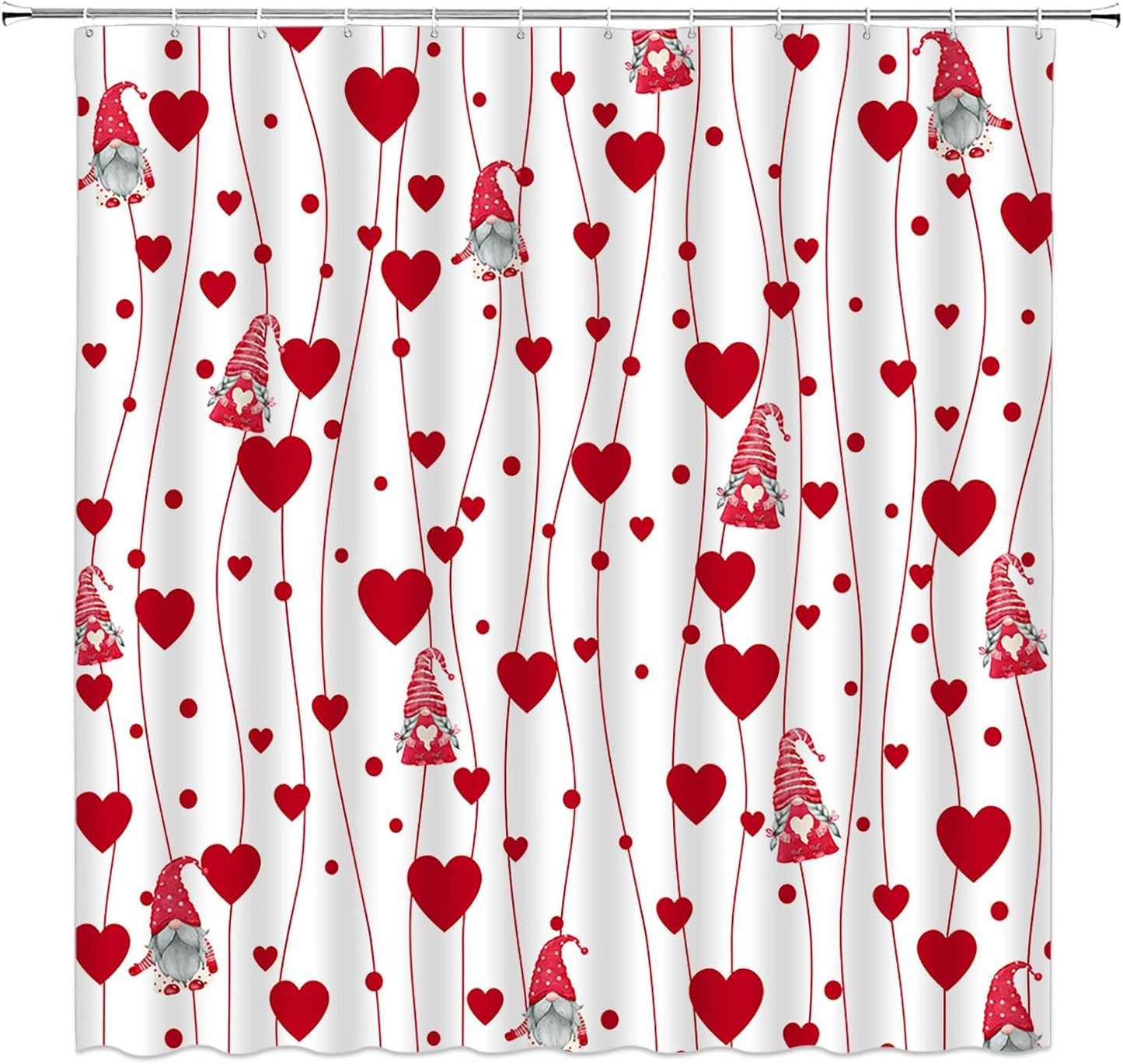 Love Gnome Couple Fabric Shower Curtain