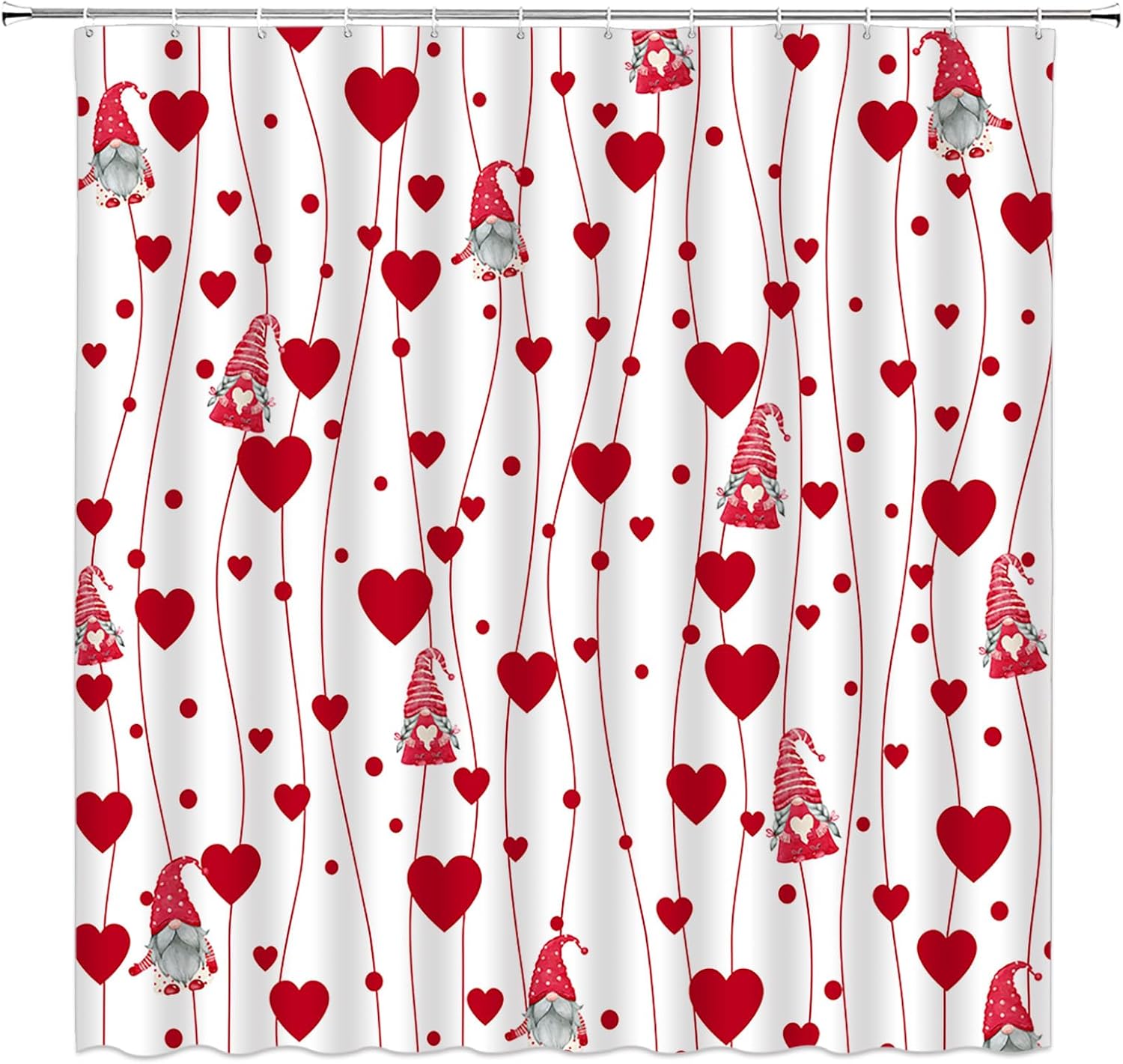 Love Gnome Couple Fabric Shower Curtain