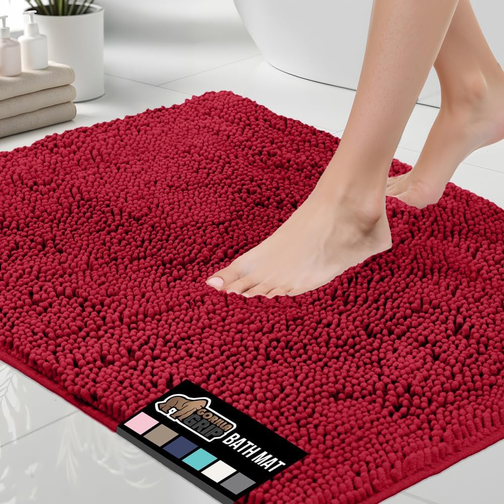 GORILLA GRIP Bath Rug Mat 44x26, Soft Absorbent Chenille Design