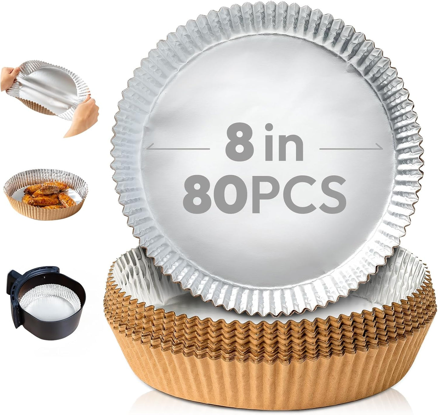 Katbite 8in Air Fryer Liners - Oil-Proof for 5-8 QT
