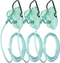 3 Pack Oxygen Mask for Face Adult with 7 Ft Tube - Secure Fit