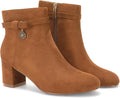 Coutgo Womens Suede Ankle Boots Chunky 2.5in Heel - Vintage Tie Knot
