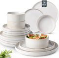 Reactive Glaze Stoneware Dinnerware Set for 6 - Matte Black, 18pc