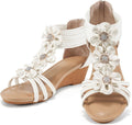 Womens Wedge Sandals Open Toe with Zipper Ankle - Comfortable Dressy