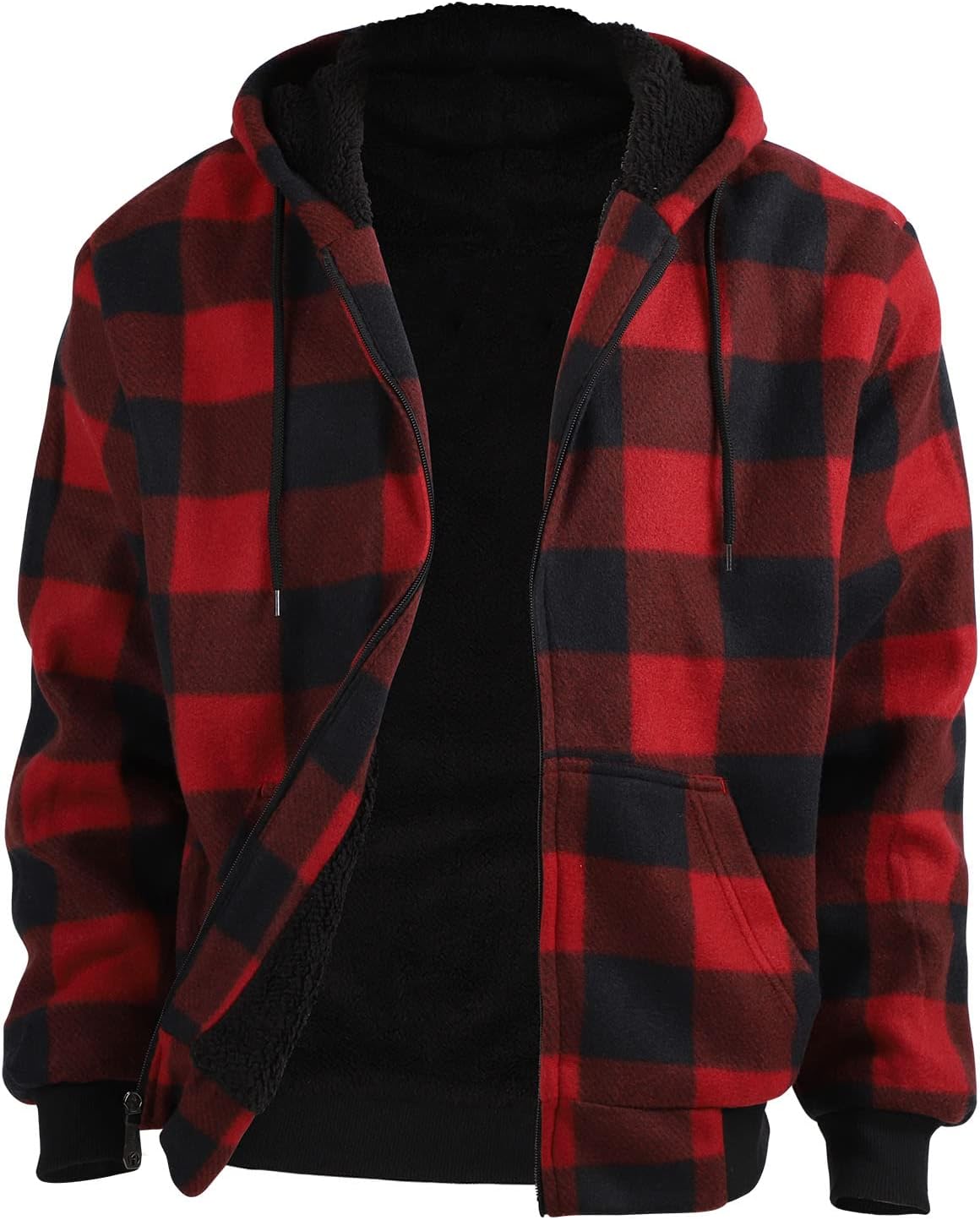 Winter Heavy Warm Sherpa Lined Fleece Plaid Flannel Jacket