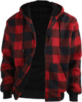 Facitisu Flannel Hoodies for Men Sherpa Lined Heavy Fleece Plaid will