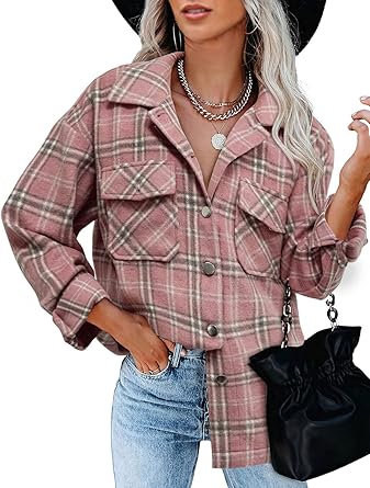 BTFBM Women Corduroy Shacket Jacket for Casual Fall Style