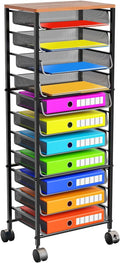 12 Tier Rolling File Cart with Sliding Trays - Large Capacity
