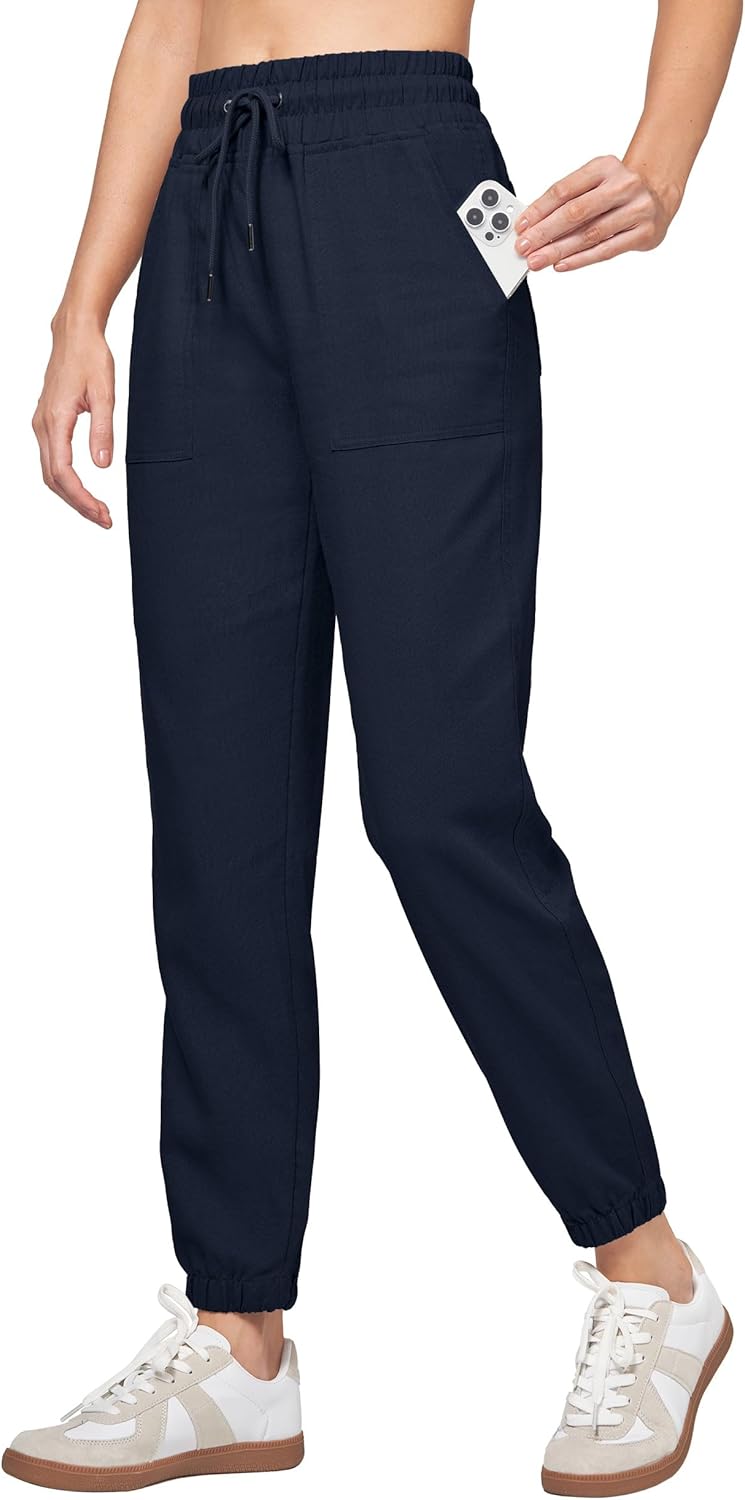 Willit Women Linen Pants Joggers Lightweight Casual Travel Wear