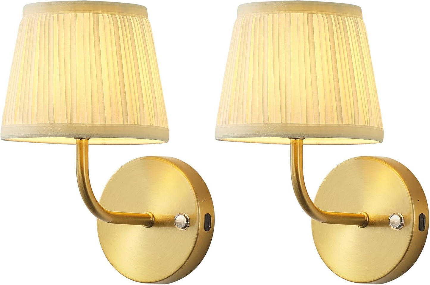 PUSU LED Cordless Small Wall Sconces Set of 2 for Home Lighting