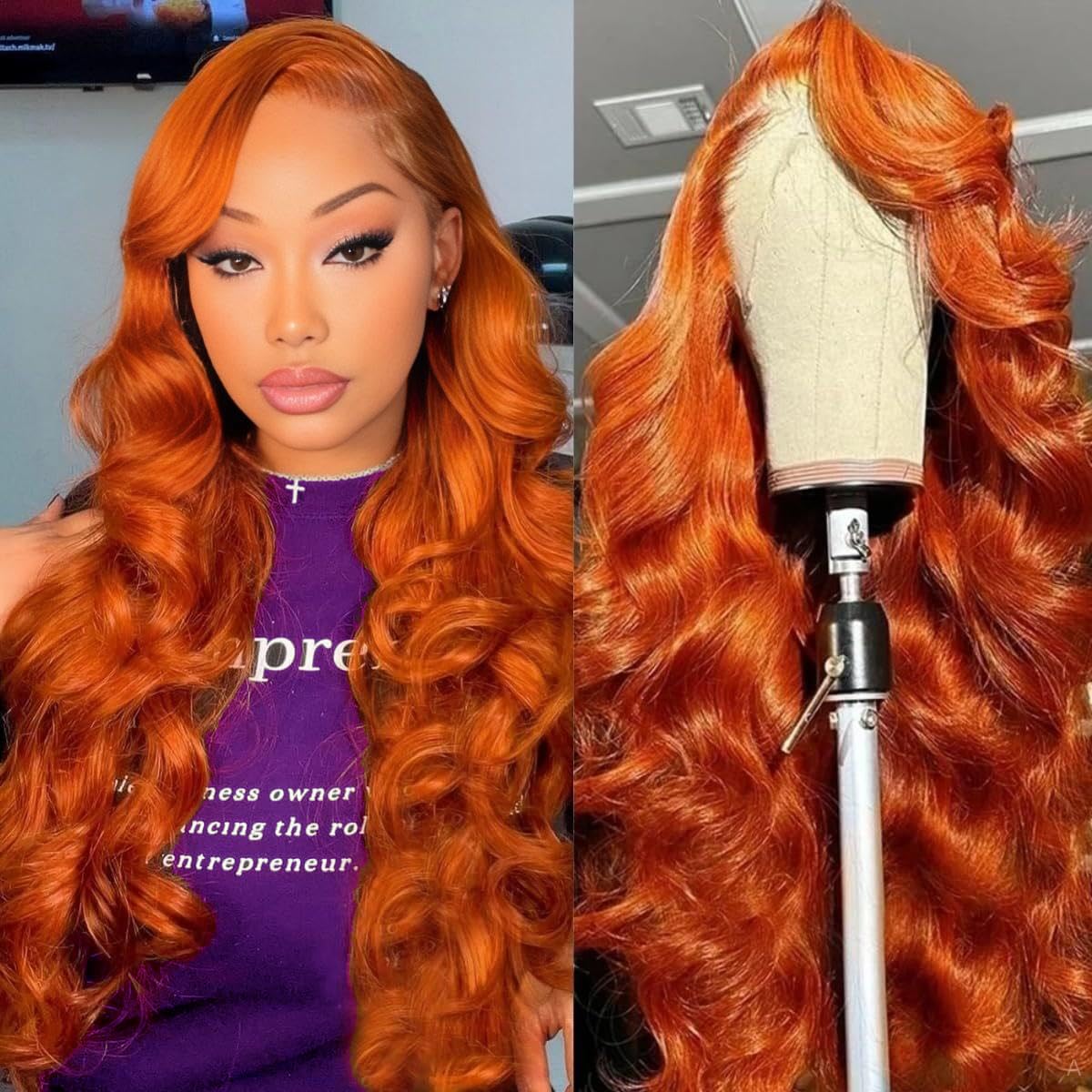 Ginger Lace Front Wigs Human Hair Body Wave 28 Inch for Women