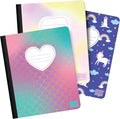 Cute Composition Notebook Wide Ruled Set of 3 - Fun Unicorn Designs