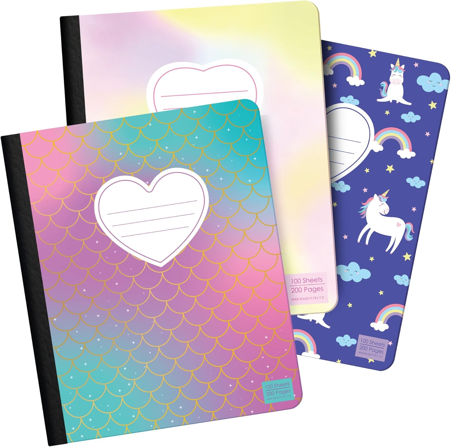 Set of 3 ScribbleMate Wide Ruled Notebooks - 100 Pages Each - Perfect for Kids!