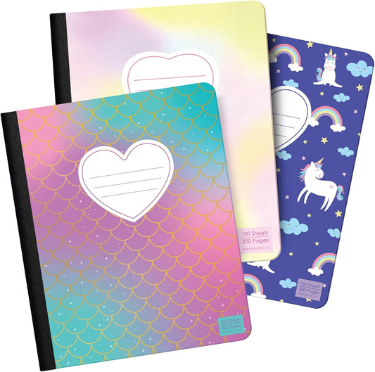 Set of 3 ScribbleMate Wide Ruled Notebooks - 100 Pages Each - Perfect for Kids!