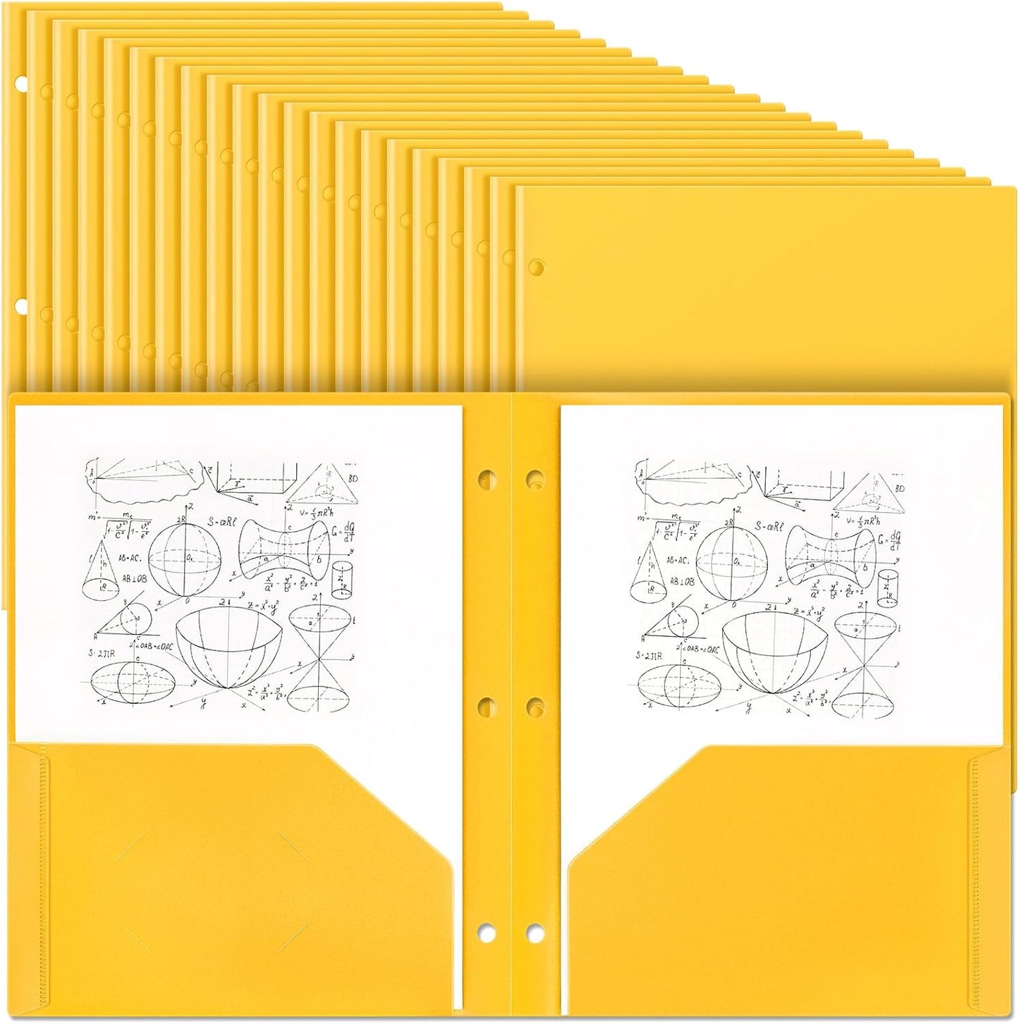 Yeaqee 100 Pcs Plastic Folders with Pockets for Binders