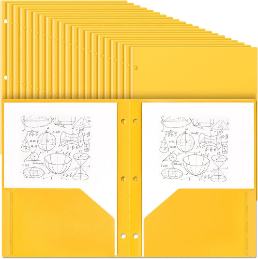 Yeaqee 100 Pcs Plastic Folders with Pockets for Binders