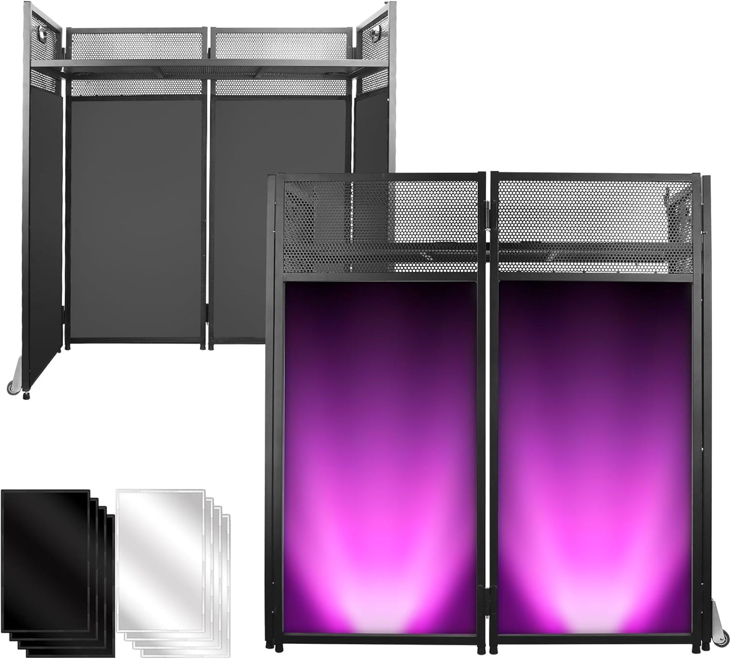 Portable DJ Facade Booth Table with Black&White Scrims