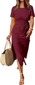 Maxi TShirt Dress Slim Fit Tie Waist - Casual Summer Staple