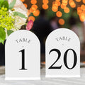 Arch Wedding Table Numbers 1-20 with Stands - Double-Sided 5x7 Acrylic