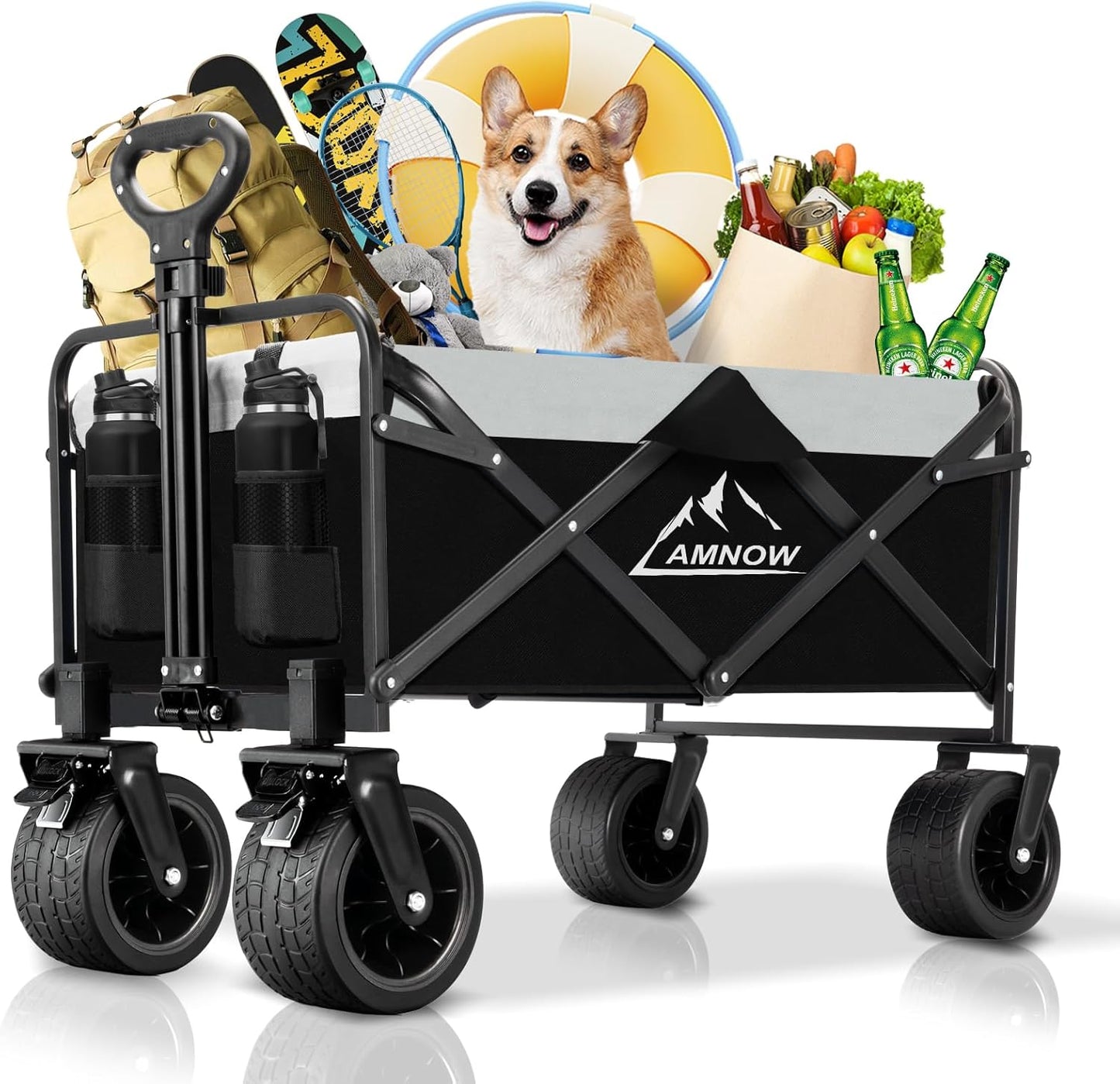 Collapsible Foldable Wagon for Beach, Garden, and Grocery Use
