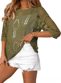 EVALESS Womens Crochet Hollow Out Knit Tops - Versatile Beach