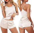 Ekouaer Satin Pajamas Cami Shorts Set - Soft Sexy Sleepwear