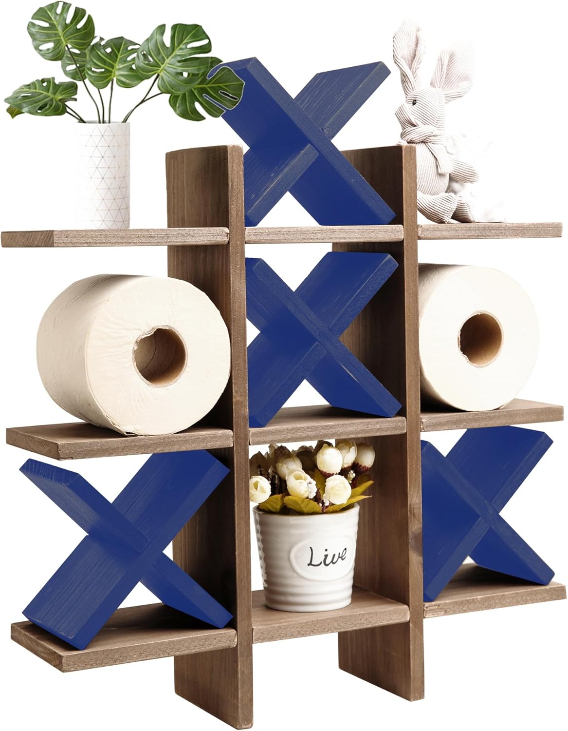 GENMOUS Handmade Tic Tac Toe Toilet Paper Holder for Fun Decor