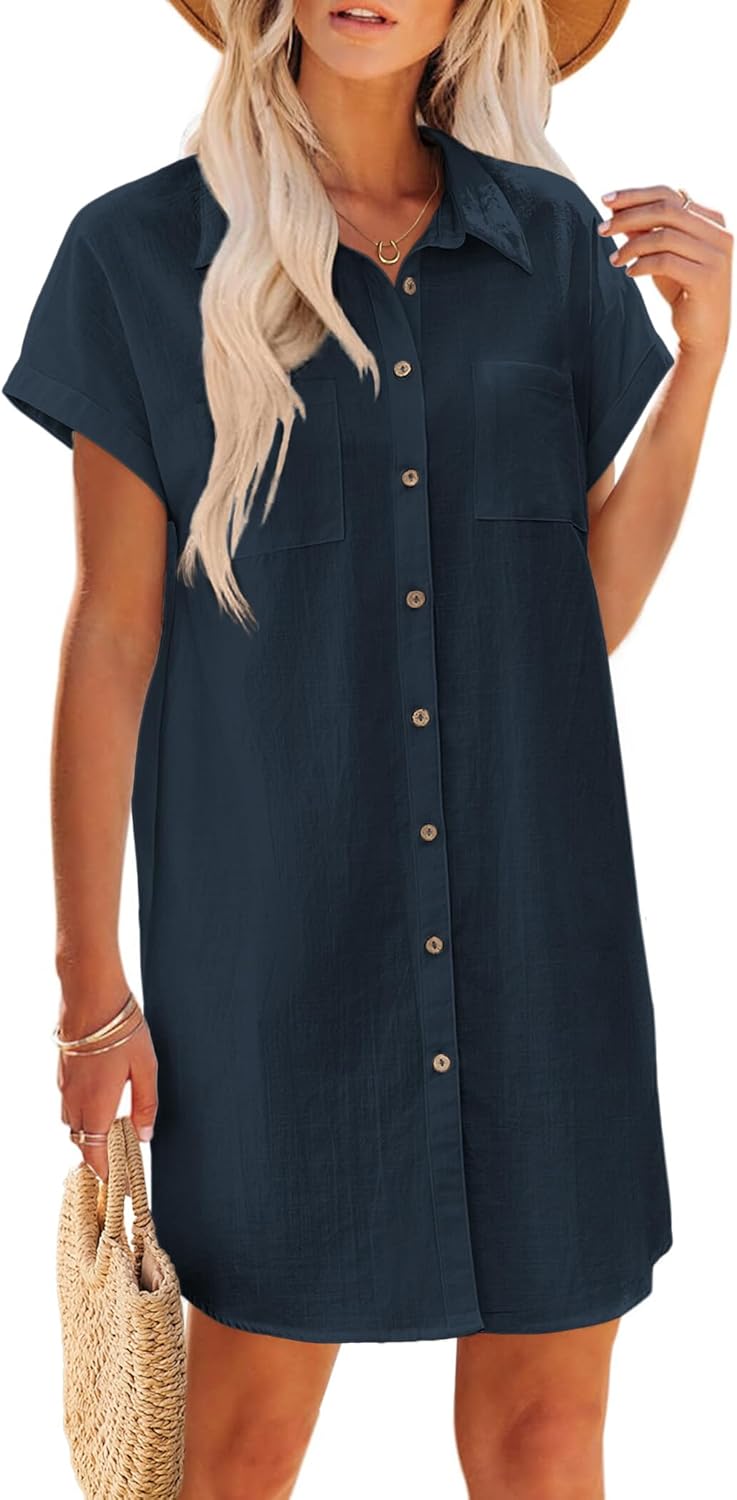 Zeagoo Women's Summer Dress 2025 Cotton Button Down Casual Style