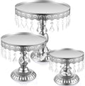 Elegant 3 Pcs Cake Stand Set with Crystal Pendants for Events