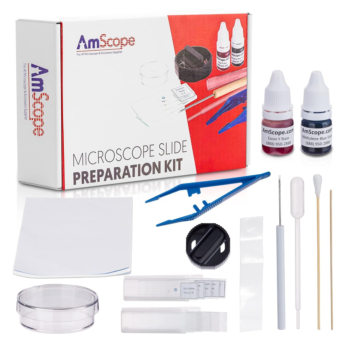 AmScope Microscope Slide Preparation Kit for Beginners and Pros