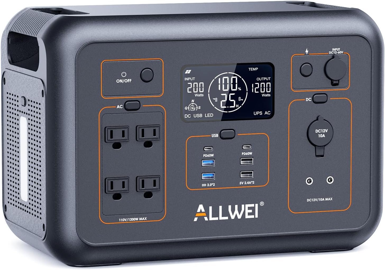 ALLWEI LiFePO4 Portable Power Station 1200W for Camping