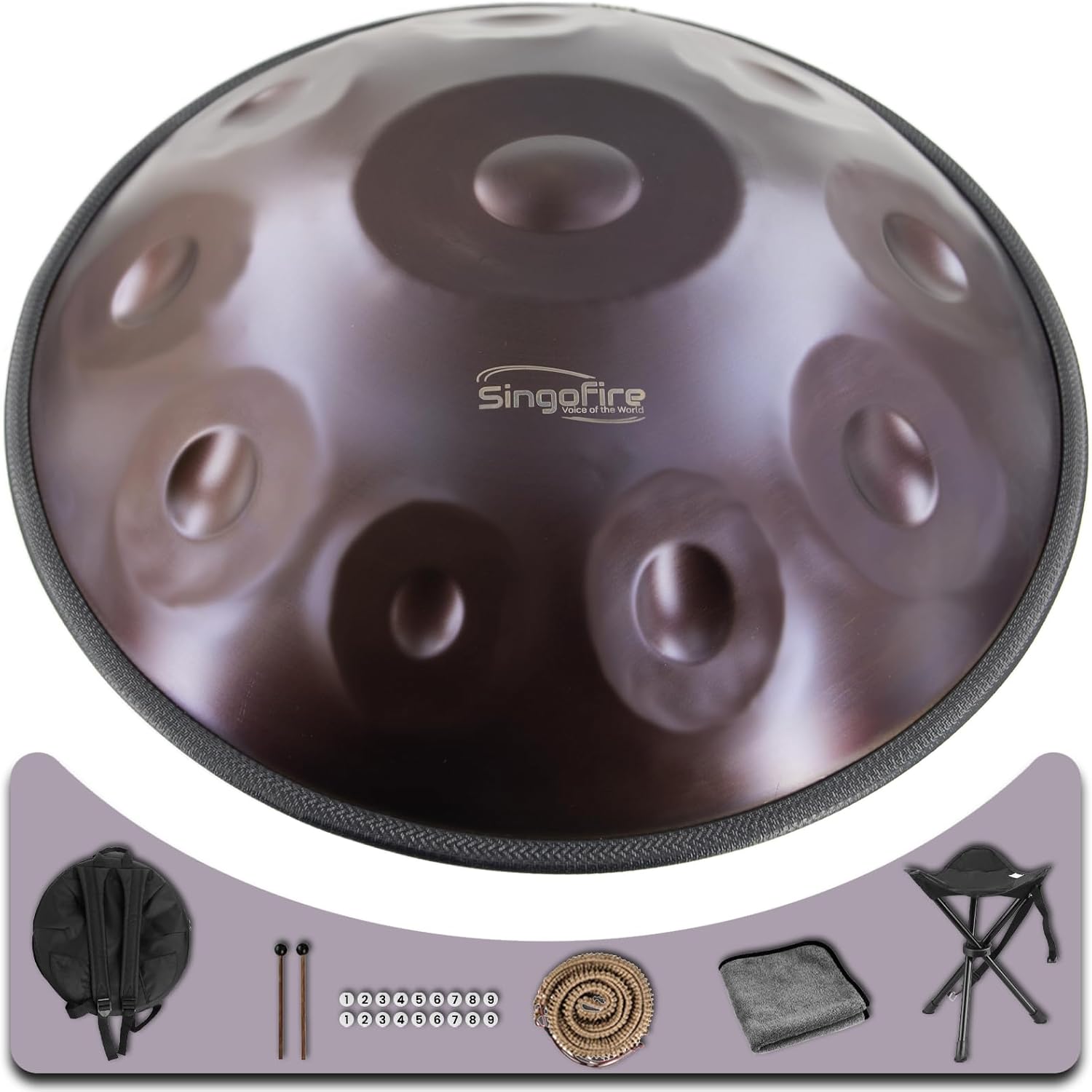 SINGOFIRE 10-Notes Handpan Drum - 22-Inch D Minor Kurd