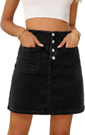 Sidefeel Women's High Waist Zimbaplatinum Denim Mini Skirt - Stretchy