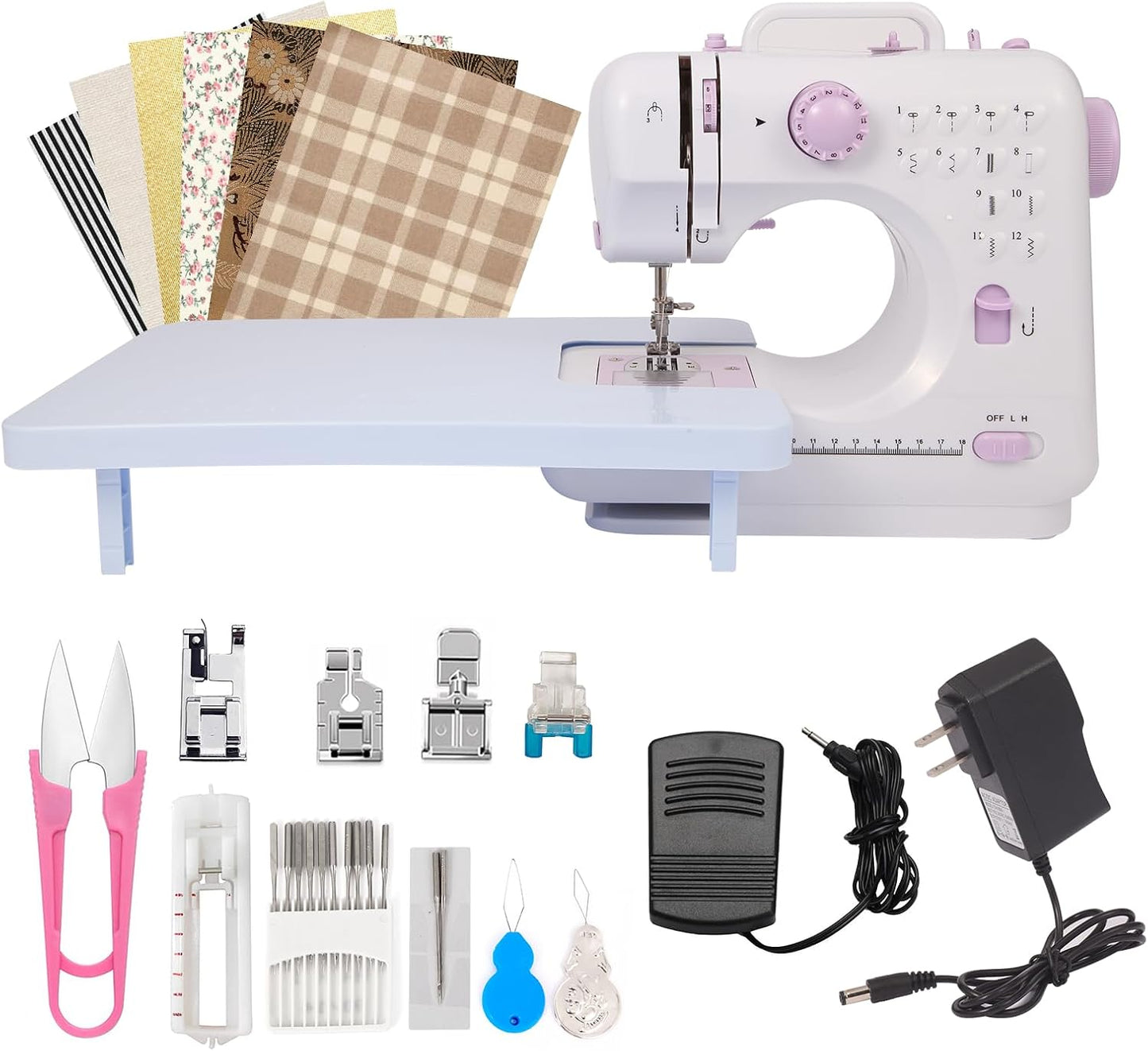 Portable Sewing Machine with Extension Table & Supplies Set