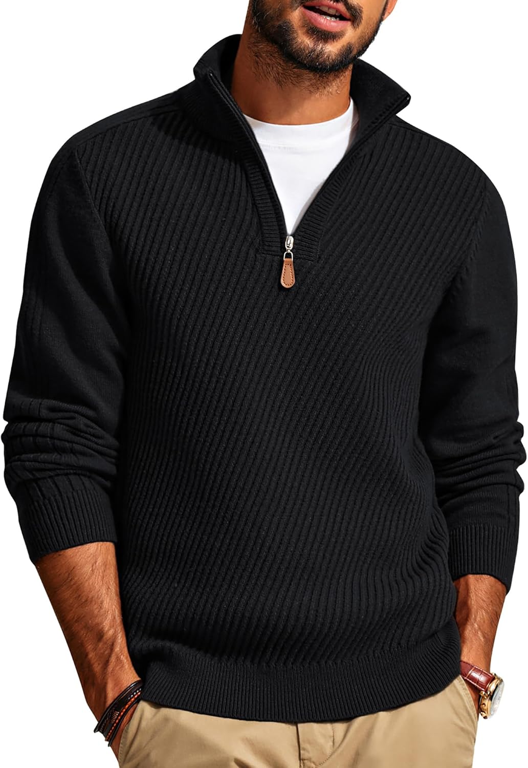 PJ PAUL JONES Mens Quarter Zip Pullover Sweater for All Occasions