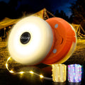 Camping String Lights 32.8FT 2-Pack - Rechargeable 8 Modes, Quick