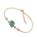 Raw Chrysocolla Chain Bracelet for Her - Rose Gold Sterling Gift