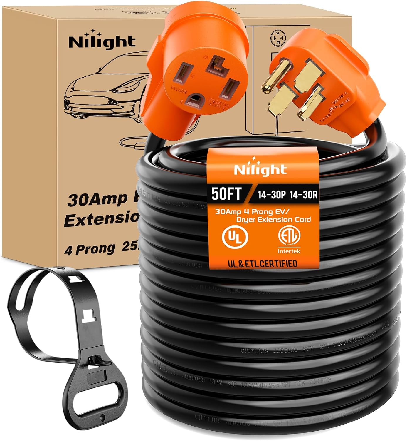 Nilight 50FT EV Dryer Extension Cord for Level 2 Charging