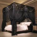 VETHIN 4 Corners Post Ruffle Princess Bed Canopy Curtain - Double
